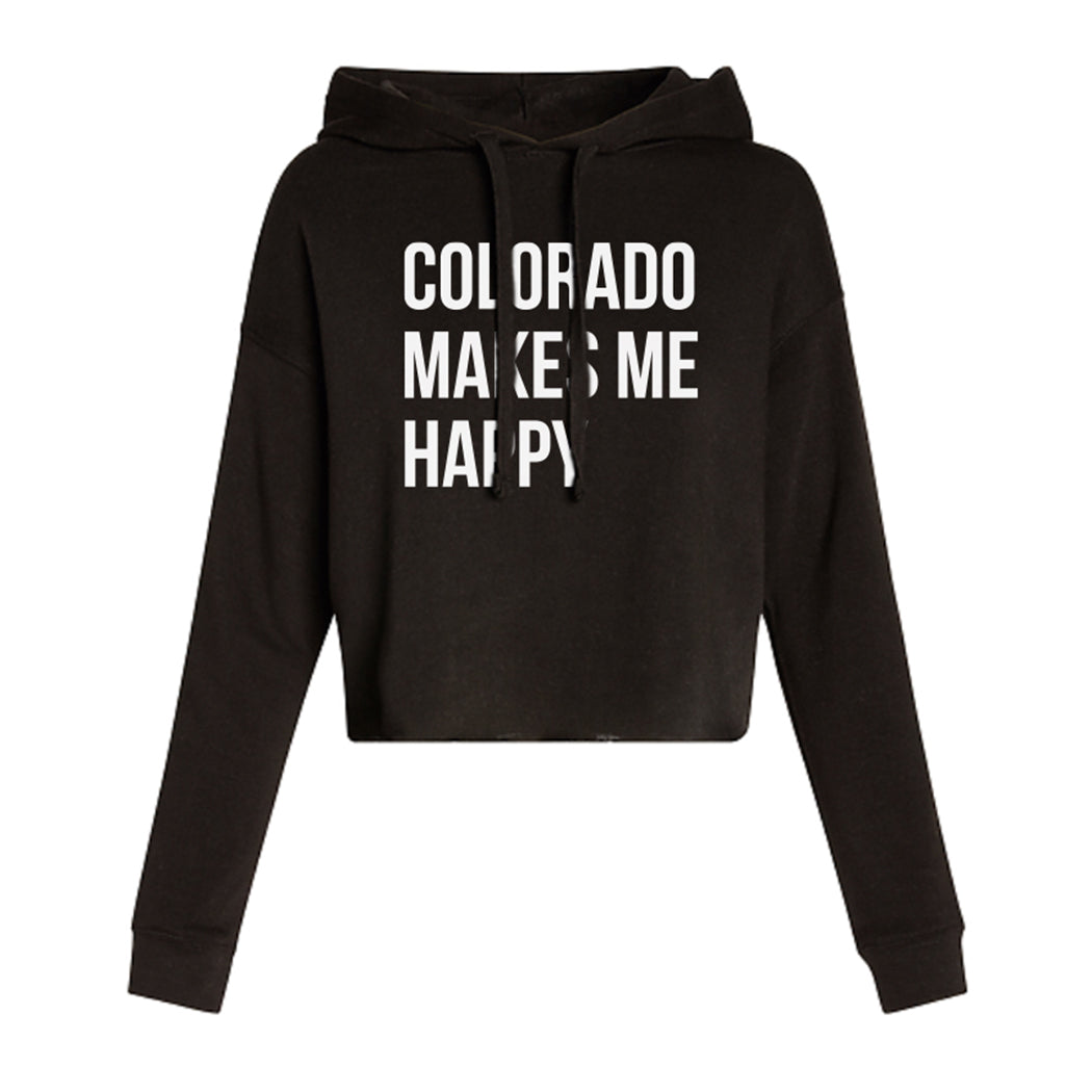 Colorado Makes Me Happy crop hoodie - Black and White