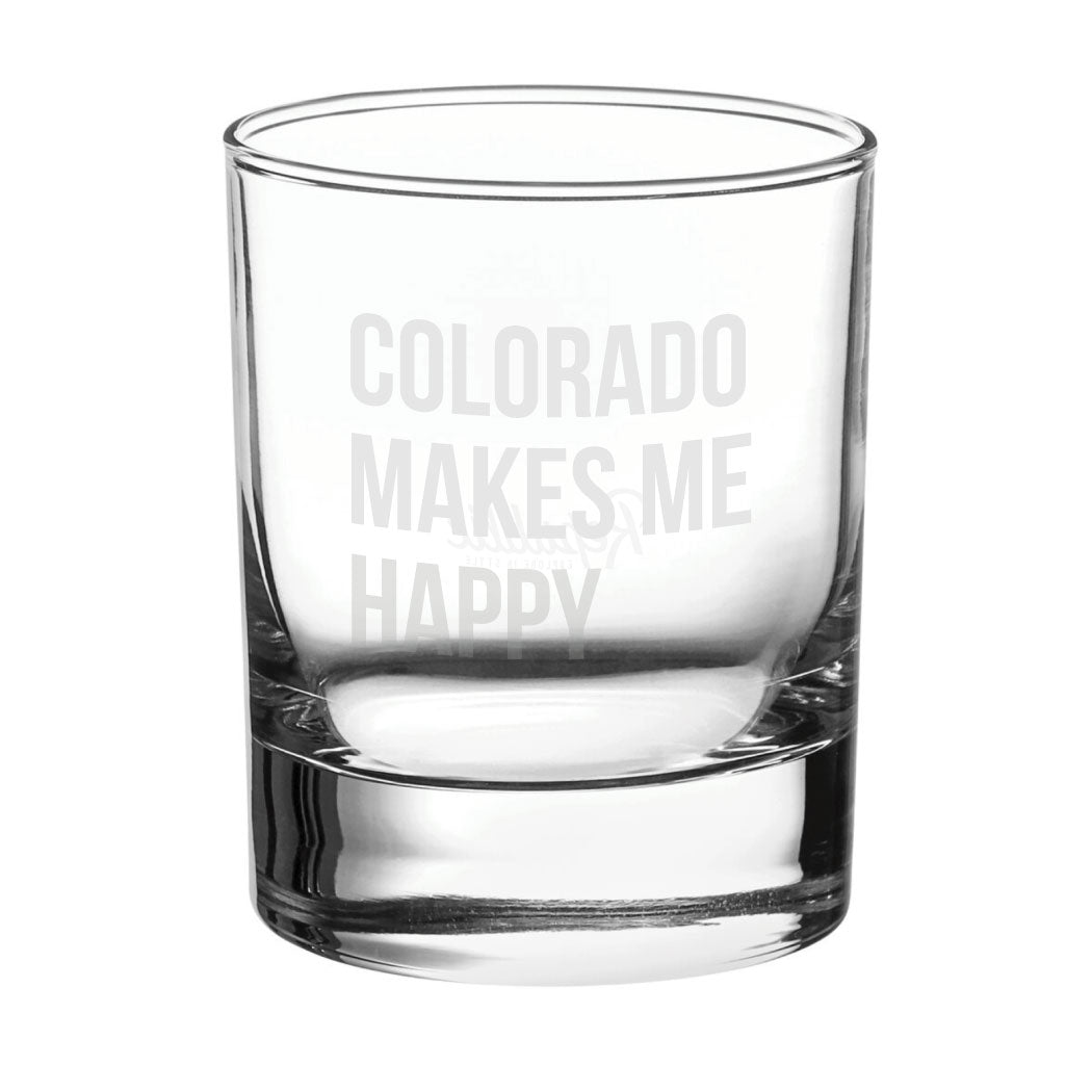 Colorado Makes Me Happy Rocks Glass